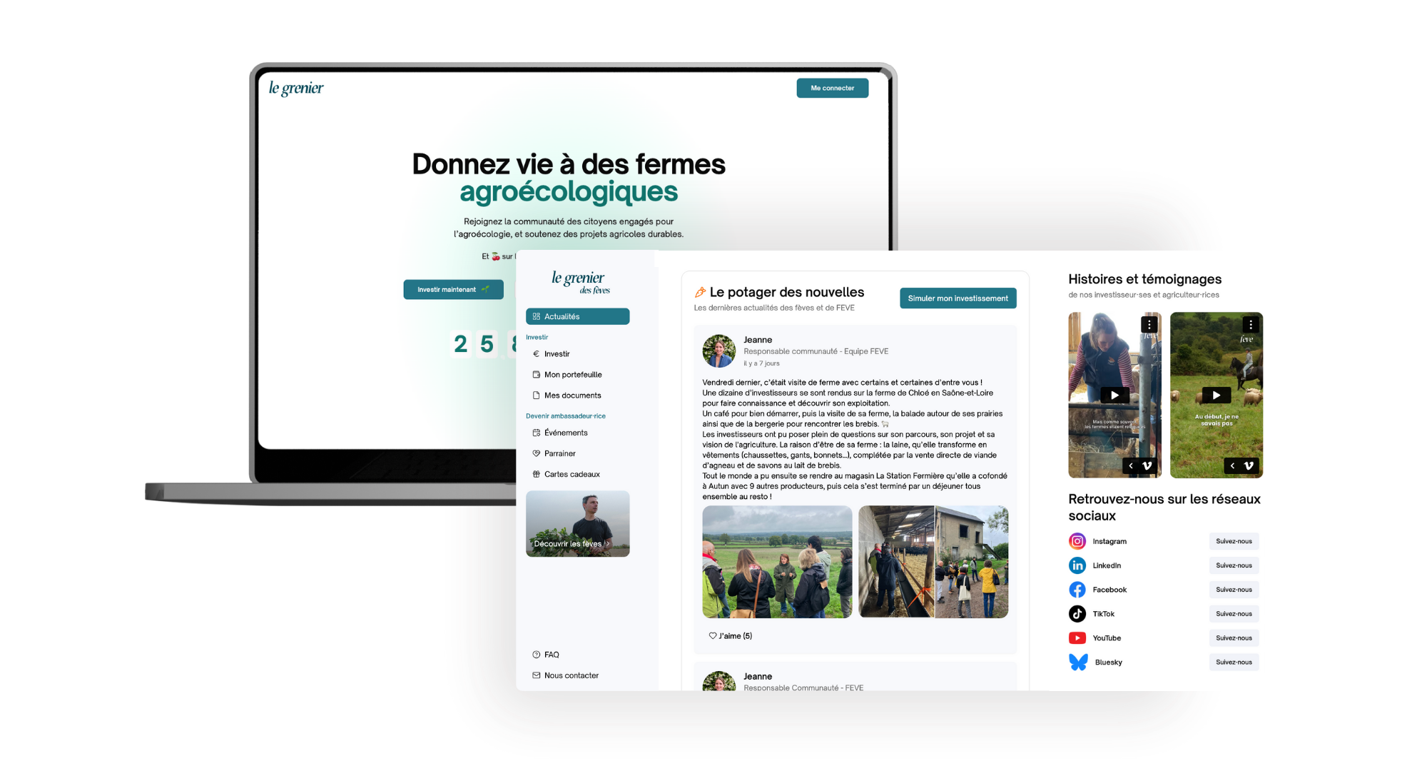 Aperçu de l'interface Le Grenier